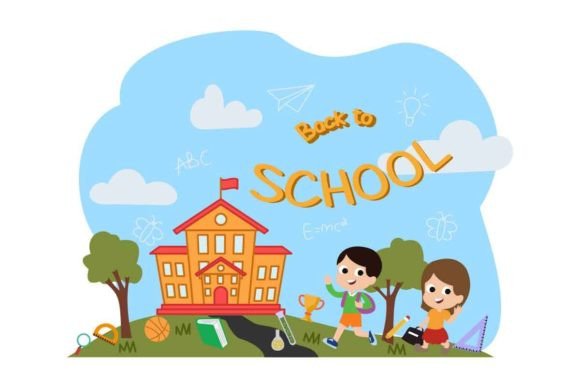 Cartoon Kids Return to School