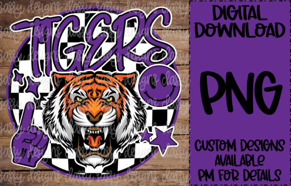 Tigers Purple School Mascot